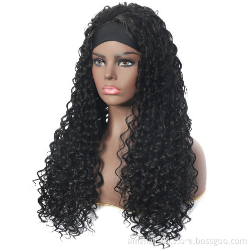 Factory Supplier Selling Unprocessed Natural Hair Headband Wigs For Women Peruvian Glueless Kinky Curly Human Hair Wigs In Stock